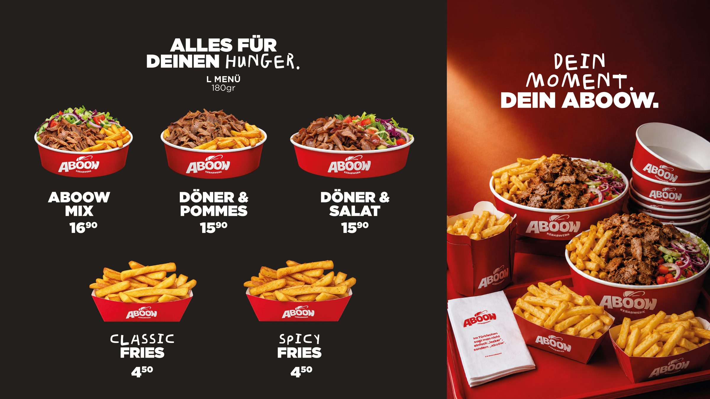 Menütafel Teller und Pommes